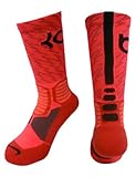 Nike Mens KD Hyper Elite Basketball Socks Medium (Size 6-8) Crimson, Black