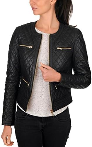 Leather4u Genuine Leather jacket for women - lambskin leather LL813 3XL Black