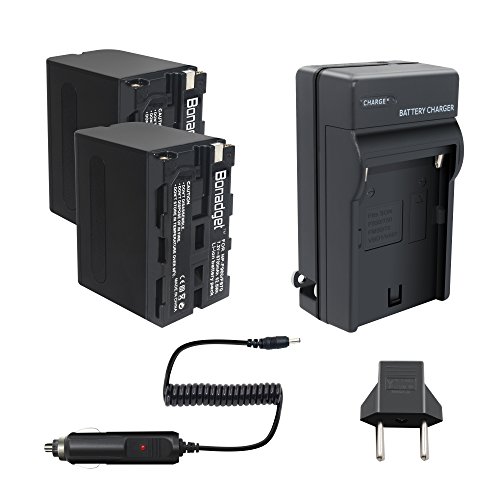 Bonadget 2 pack np-f970/ np-f960 battery 8700mah and ch…