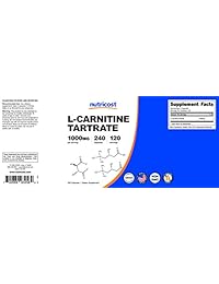 Nutricost L-Carnitina Tartrato 500 mg, 240 cápsulas – 1000 mg por porción, 1 botella, 1