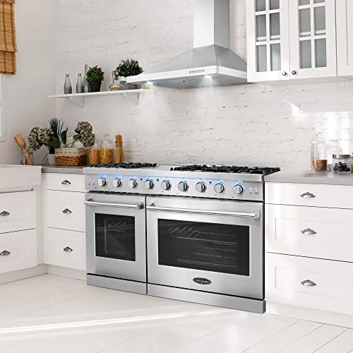 Cosmo COSEPGR486G 48 in. SlideIn Freestanding Double Gas Range with 6 Sealed Burner & Griddle