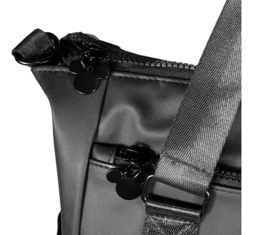 Bolsa Totebag Feminina Mickey Mouse Disney Semax com Alça de Ombro e Fecho em Zíper (Preto)