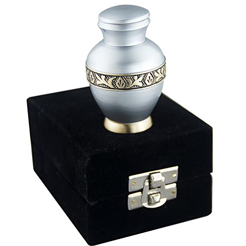 MEILINXU Keepsake Funeral Urn by Mini Cremation Urn for Human Ashes Adult- Brass Hand Engraved- Fits a Small Amount of Cremated Remains- Display Burial Urn at Home or Office (Elsene Sky Blue Baby Urn