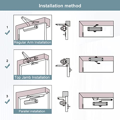 Onarway Door Closer / Closure Adjustable Automatic Size 3 Spring
