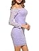 ACEVOG Women's Off Shoulder Lace Dress Long Sleeve Bodycon Casual Dresses (Large, Pink Purple)