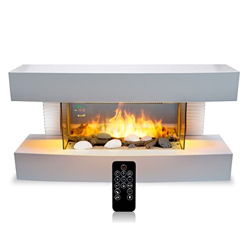 Classic Fire Elektrokamin - Toronto - 230V/2000W - Weiß - Kamin - mit Fernbedienung - LED-Flammeneffekt
