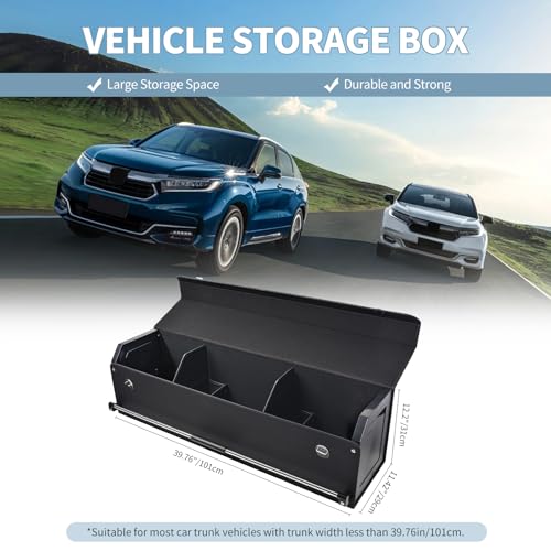 XCF Car Trunk Organizer, Waterproof Leather Trunk Organizer with Lid and Stable Handle, Storage Compartment for Packaging, SUV Accessories/Car Organizer(Black, 101 * 29 * 31 cm)