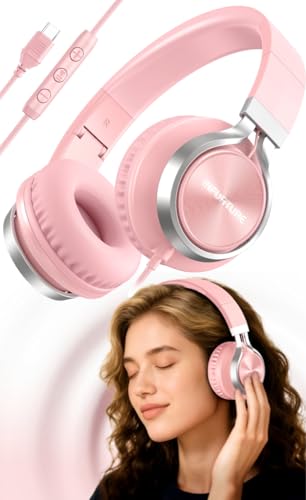 INFURTURE USB C Headphones Wired Pink