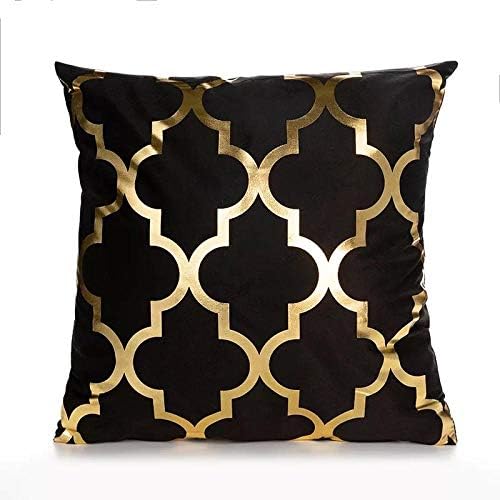 GONGSHANG Cushion cover Sofa cushion cover black super soft velvet gilding pillowcase pillow sleek minimalist 45X45cm without core@TJD02-7_45X45cm
