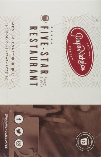 PAPANICHOLAS COFFEE SINGLE SERVE COFFEE CUPS FITS KEURIG K CUP BREWERS, 5-STAR RESTAURANT BLEND, 12 COUNT