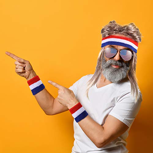 Men's Retro 80s Mullet Wig Punk Rocker Disco Mullet Wig USA Headband