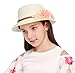 Summer Baby Girl Half a Flanging Straw Hat Beach Sun Cap with Two Flowers,White