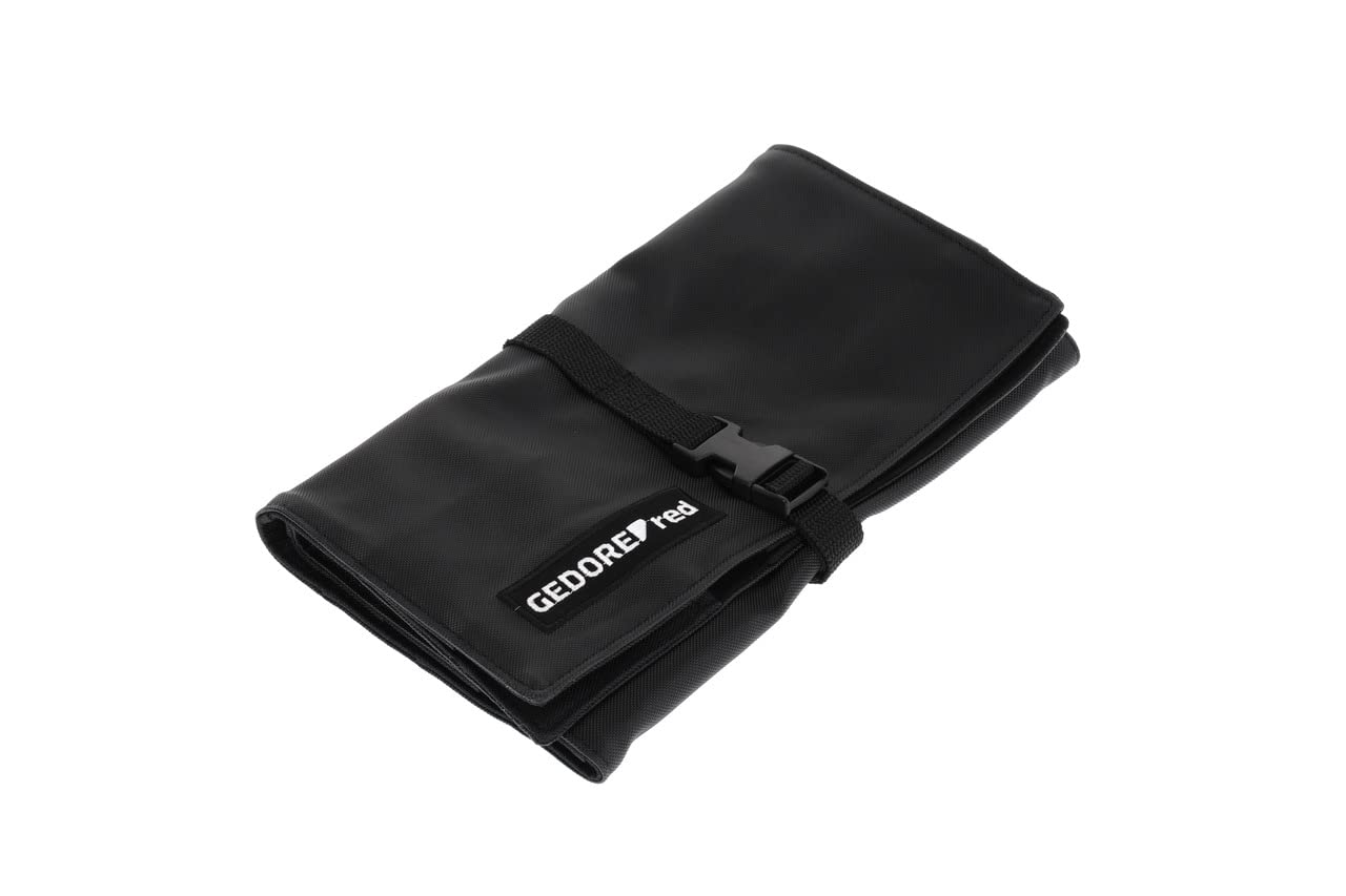 GEDORE Red Tool Roll Bag for 12 Keys with Compartment for Small Parts Without Tools Black