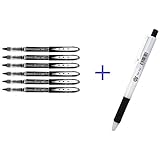 Uni-Ball Vision Elite Stick Micro Point Rollerball Pens, 0.5mm, 6 Black + DaiDai Original ballpoint pen Made from Zebra