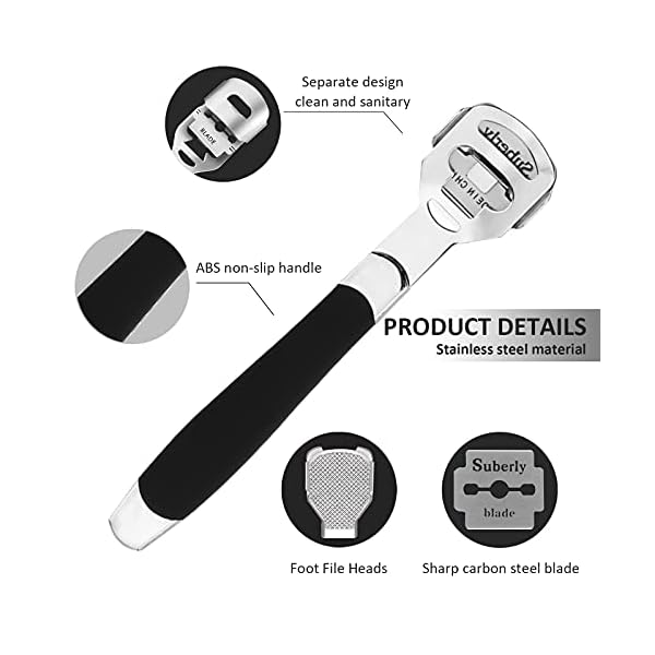 Foot-Scraper-Kit-Double-Sided-Foot-File-Hard-Skin-Callus-Remover-Feet-Care-Stainless-Steel-Pedicure-Tool-with-Case-Foot-File-Heads-10-Replacement-Blade-for-Dry-Callus-Dead-Cracked-Skin Foot Scraper Kit + Double-Sided Foot File, Hard Skin Callus Remover Feet Care, Stainless Steel Pedicure Tool with Case…