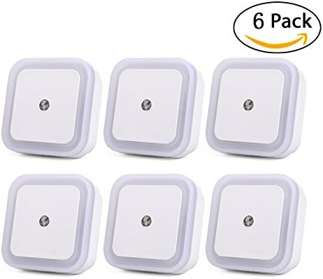 0.5W Plug-In Motion Sensor Night Light Lamp，Supercope Pack of 6 Dusk To Dawn On / Off Sensor Wall Night Light bulbs for Kids Room Hallway Bathroom Stairs and Any dark Room
