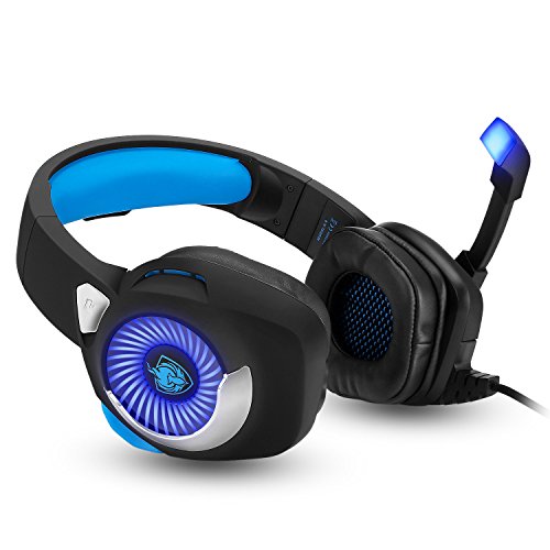 Gaming Headset Headphones for PS4, Xbox One, PC, Nintendo Switch with Microphone, LED Lights, Noise Cancelling, Volume Control - PUBG, Halo 5