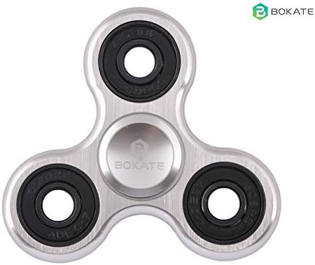 Fidget Spinner,BOKATE Aluminum Alloy Tri-Spinner Fidget EDC Hand Toy Anti-Anxiety Fidget Spinner For Relieveing ADHD,ADD,Autism,Relax,Focus,Intellectual Development Good (Silvery)