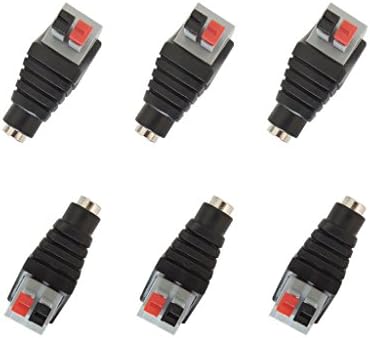 Gxilee Press Female DC Power Connector, 5.5 X 2.1mm Pressed DC Power Jack &amp; Plug Adapter for 12V/24V LED Lighting Strip and CCTV Security Camera (6 Female DC Power Connector)