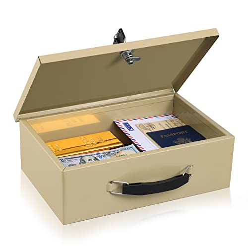 KYODOLED Fireproof Document Box with Key Lock, Safe Storage Box for ...