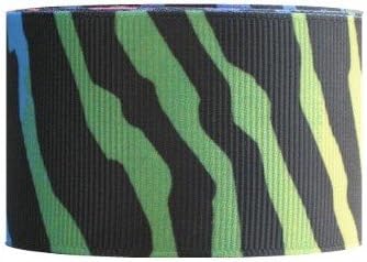 20 Yds Zebra Print Grosgrain Ribbon, 1.5 Inch Rainbow