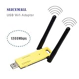 Slicemall USB Wifi Adapter 1200Mbps Wireless Adapter Network Long Range High-gain Antenna Dual Band USB3.0 Wifi for Desktop/PC (5GHz 866Mbps + 2.4GHz 300Mbps)Supports Windows XP/7/8/10/Mac/Linux...