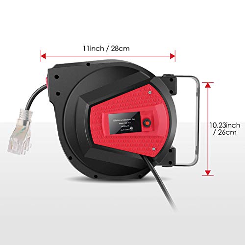 Retractable Extension Cord Reel, 50 FT Heavy Duty Industrial 14AWG/3C