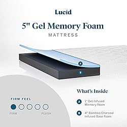 Lucid 5 Inch Firm Gel Memory Foam Mattress