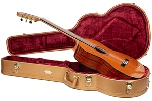 Crossrock Wooden Classical Guitar Case for 4/4 Nylon-String | Luxury Gold Faux Leather, Burgundy Velvet Interior, Lock – Designer Series(CRW520CLG)