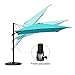 COBANA Offset Rectangular Cantilever Aluminum Patio Umbrella 10 Feet with Cross Base and 360 Degree Rotation, Blue