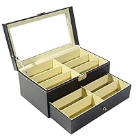 Hli-SHJHsmu 12 Drawer Sunglasses Organizer for Women Men Multiple Eyeglasses Eyewear Display Case Double Window Transparent Eyeglasses Frame Glasses Case Cover Boxs