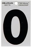 The Hillman Group 840778 3-Inch Black on Silver Reflective Square-Cut Mylar House, Number 0