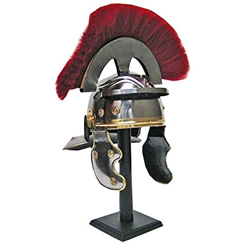 Deluxe Roman Centurian Officer's Helmet In Steel W/ Brass