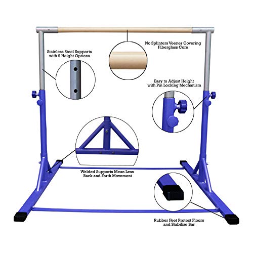 Z ATHLETIC Expandable Kip Bar for Gymnastics, 4ft x 8ft x 2in Mat, & 7