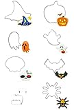 Efivs Arts 8 Pcs Witch Hat Skull Ghost Pumpkin Lamp Bat Spider Vampire Teeth Shape Halloween Stainless Steel Cookie Cutter Fondant Cutter Set Cup Cake Decorating Tools