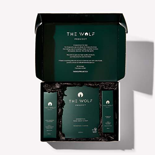 WOLF PROJECT | SKIN CARE KIT FOR MEN – Daily men facial kit – Activated charcoal face wash men, hydrating face lotion, charcoal face mask sheet, gift set for men, korean skin care