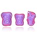 eNilecor Kid's Skating Roller Blading Wrist Elbow Knee Pads Blades Guard Gift for Children's Day, Christmas Pack of 6 (Purple/Pink, S)