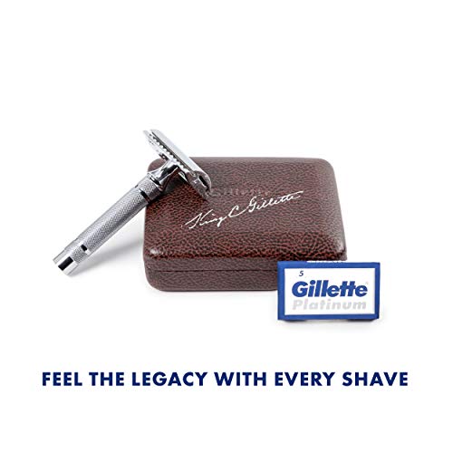 Gillette Heritage Safety Razor Kit includes Double Edge Safety Razor Blade and Travel Case