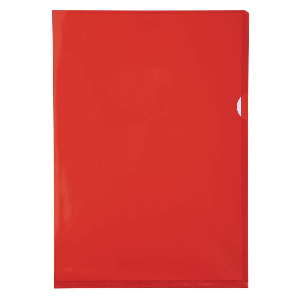 Exacompta - Ref 660575E - PVC Cut Flush Folder - Suitable for Holding A4 Documents, 0.1mm Clear PVC, Top & Right Openings, Cut Out for Easy Opening - Red (Bag of 10)