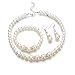 Femtindo Faux Pearl Necklace Earring and Bracelet Black Costume Jewelry Set for Women