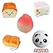 Buytra 5 Pack Slow Rise Squishy Charms- Tofu Smiley Face, Loaf, Panda, Toast Expression, Peach