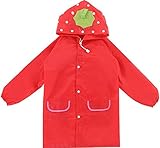 Tekka Fun Waterproof Raincoat Jacket For Kids & Toddlers Between The Ages 4-9 (Red Strawberry Cuteness)