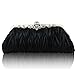 Fashion Road Womens Satin Pleated Evening Clutch Bags Purse Wedding Cocktail Party Handbags Black