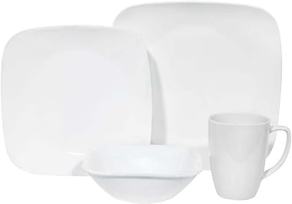 Corelle Square 16 Piece Dinnerware Set Pure White Service For 4 Amazon Nl