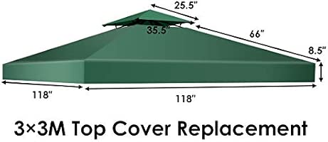 Double Tier Gazebo Cover Happygrill Large 10x10 Canopy Cover Patio Gazebo Replacement Top Cover Patio Lawn Garden Patio Furniture Accessories