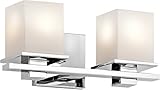 Kichler 45150CH Tully 2-Light Vanity Fixture and Satin Etched Cased Opal Glass, Chrome Finish