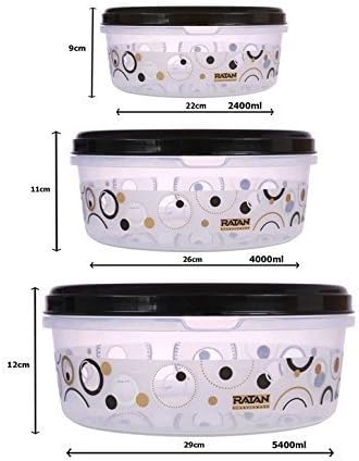 JMD StarPacks 3PC Air tight Food Storage &amp; Bakeware Cupcake Carrier - Round 1- 10 cup container with Lids - Microwavable, Freezer &amp; Dishwasher Safe (BLACK)