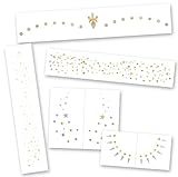 FLASHY FACES VARIETY SET of 25 assorted boho-inspired premium waterproof metallic gold & silver jewelry temporary foil face Flash Tattoos, face sparkle, face glitter, metallic tattoo