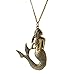 UNKE Vintage Bronze Mermaid Pattern Long Chain Lady Charm Necklace Jewelry