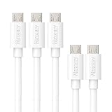 Maxcury® [5-Pack] Premium Micro USB Cables in Assorted Lengths (3.3ft/1m & 1ft/0.3m) High Speed USB 2.0 Sync and Charge Cables for Samsung, Nexus, LG, Motorola, Android Smartphones and More (white)